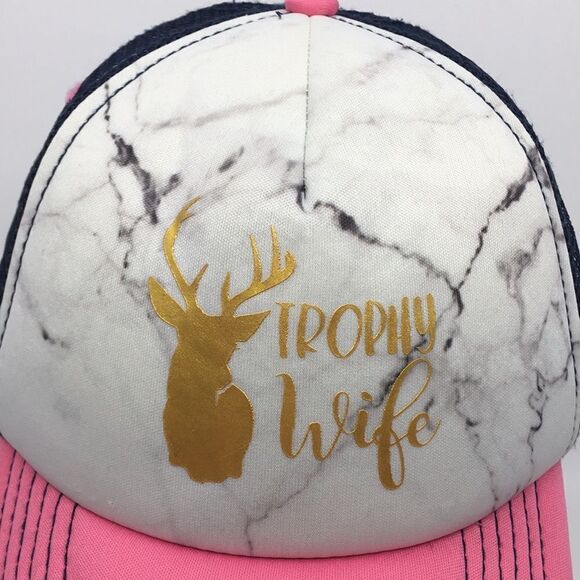 Simply Southern Trucker Hat Trophy Wife Pink and Navy Blue adjustable backstrap - Picture 2 of 16